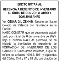 Ejemplo de anuncio de herencias